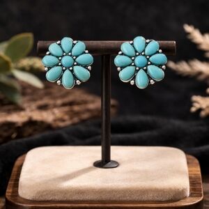 Turquoise Floral Stud Earrings